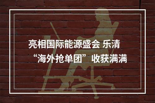 亮相国际能源盛会 乐清“海外抢单团”收获满满