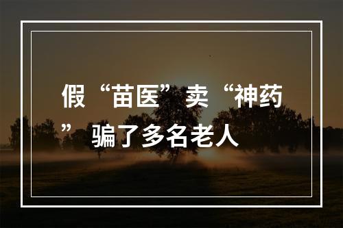 假“苗医”卖“神药” 骗了多名老人