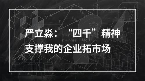 严立淼：“四千”精神支撑我的企业拓市场
