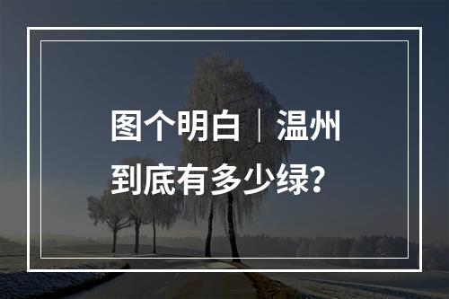 图个明白｜温州到底有多少绿？