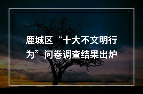 鹿城区“十大不文明行为”问卷调查结果出炉