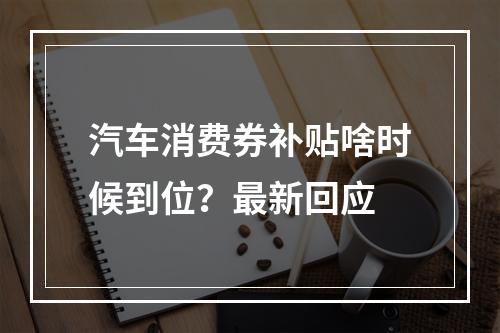 汽车消费券补贴啥时候到位？最新回应