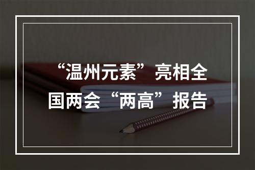 “温州元素”亮相全国两会“两高”报告