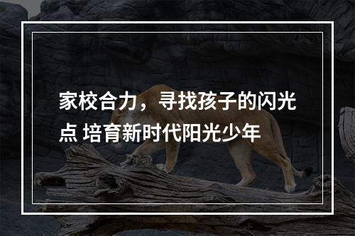 家校合力，寻找孩子的闪光点 培育新时代阳光少年