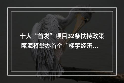 十大“首发”项目32条扶持政策 瓯海将举办首个“楼宇经济”高峰论坛