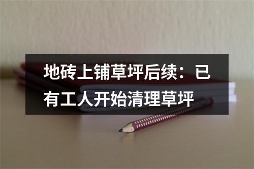 地砖上铺草坪后续：已有工人开始清理草坪
