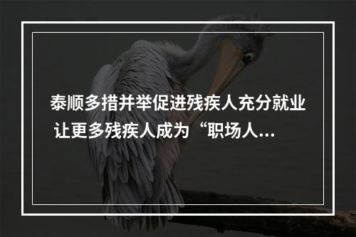 泰顺多措并举促进残疾人充分就业 让更多残疾人成为“职场人”