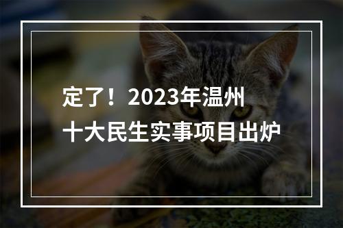 定了！2023年温州十大民生实事项目出炉