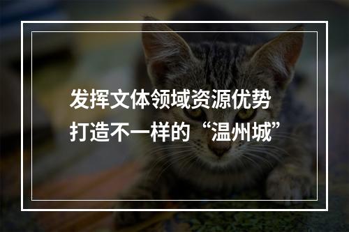 发挥文体领域资源优势 打造不一样的“温州城”