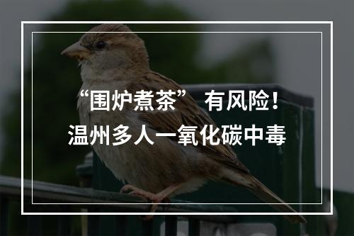 “围炉煮茶” 有风险！温州多人一氧化碳中毒