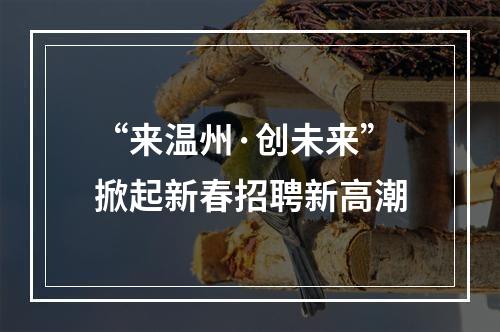“来温州·创未来”掀起新春招聘新高潮
