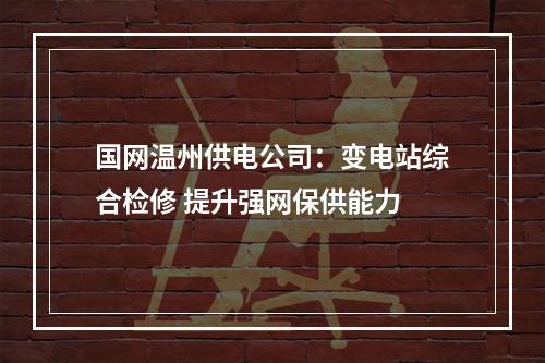 国网温州供电公司：变电站综合检修 提升强网保供能力