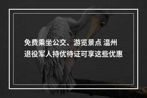 免费乘坐公交、游览景点 温州退役军人持优待证可享这些优惠