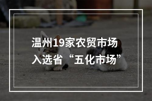 温州19家农贸市场入选省“五化市场”