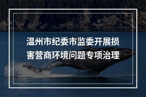温州市纪委市监委开展损害营商环境问题专项治理