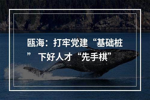 瓯海：打牢党建“基础桩” 下好人才“先手棋”
