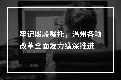 牢记殷殷嘱托，温州各项改革全面发力纵深推进