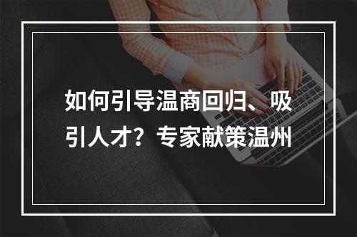 如何引导温商回归、吸引人才？专家献策温州