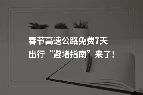 春节高速公路免费7天 出行“避堵指南”来了！
