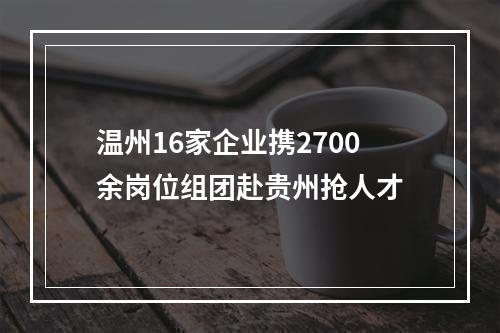 温州16家企业携2700余岗位组团赴贵州抢人才