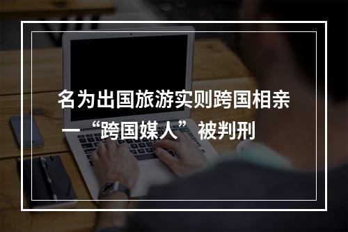名为出国旅游实则跨国相亲 一“跨国媒人”被判刑