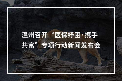 温州召开“医保纾困·携手共富”专项行动新闻发布会