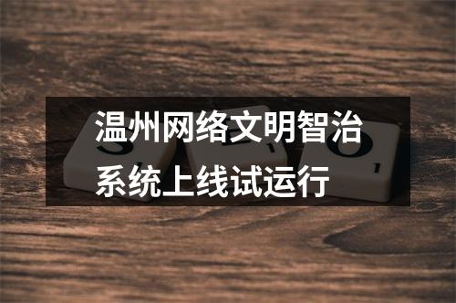 温州网络文明智治系统上线试运行