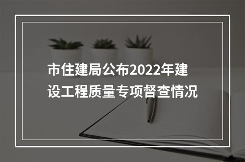 市住建局公布2022年建设工程质量专项督查情况