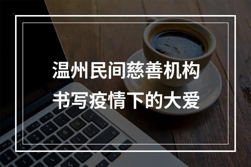温州民间慈善机构书写疫情下的大爱
