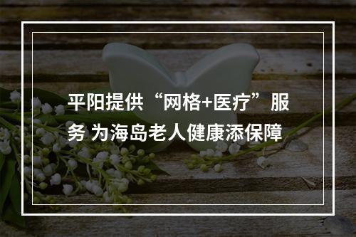 平阳提供“网格+医疗”服务 为海岛老人健康添保障