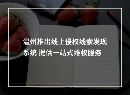 温州推出线上侵权线索发现系统 提供一站式维权服务