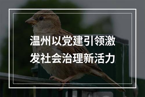 温州以党建引领激发社会治理新活力