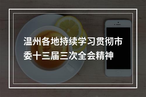 温州各地持续学习贯彻市委十三届三次全会精神