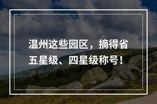 温州这些园区，摘得省五星级、四星级称号！