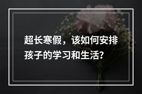 超长寒假，该如何安排孩子的学习和生活？