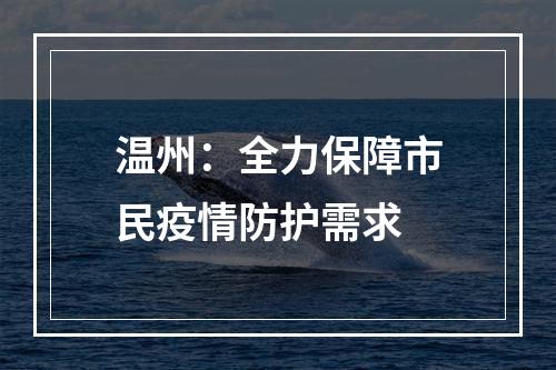温州：全力保障市民疫情防护需求