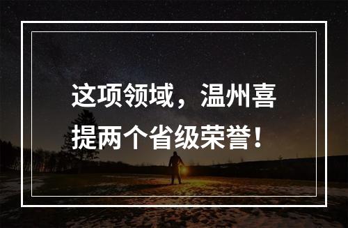这项领域，温州喜提两个省级荣誉！