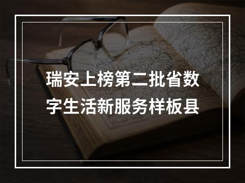 瑞安上榜第二批省数字生活新服务样板县