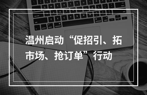 温州启动“促招引、拓市场、抢订单”行动