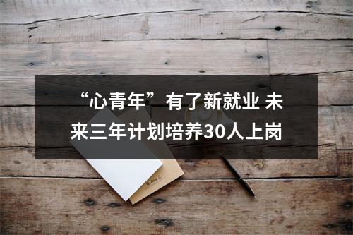 “心青年”有了新就业 未来三年计划培养30人上岗