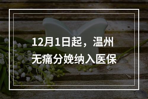 12月1日起，温州无痛分娩纳入医保