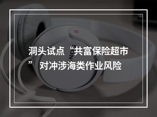 洞头试点“共富保险超市” 对冲涉海类作业风险