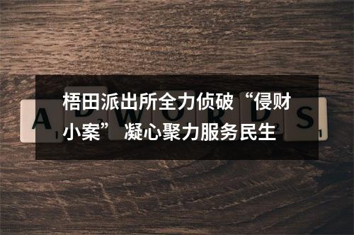梧田派出所全力侦破“侵财小案” 凝心聚力服务民生