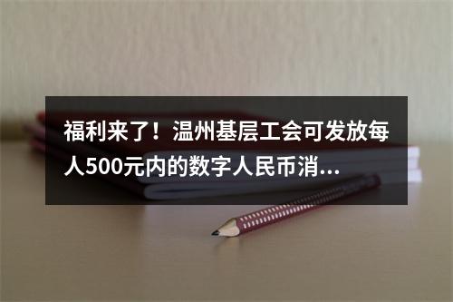 福利来了！温州基层工会可发放每人500元内的数字人民币消费券