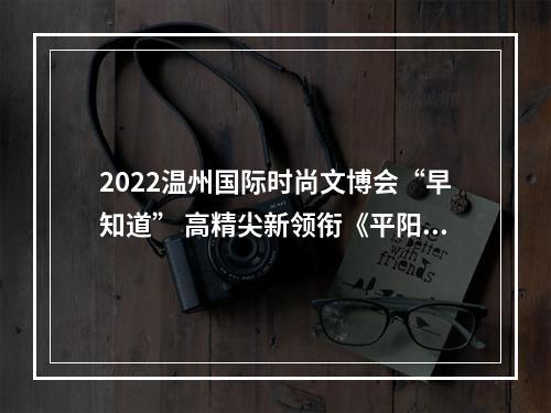 2022温州国际时尚文博会“早知道” 高精尖新领衔《平阳“塑”度》