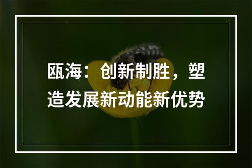 瓯海：创新制胜，塑造发展新动能新优势