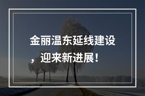 金丽温东延线建设，迎来新进展！