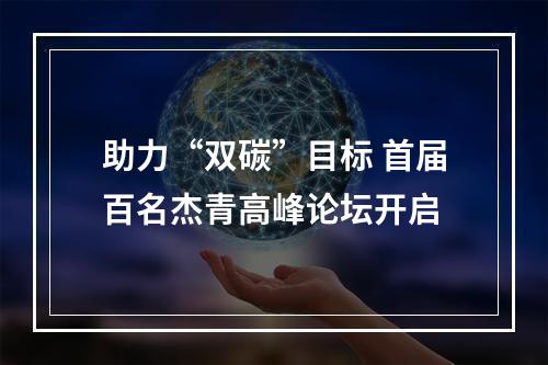 助力“双碳”目标 首届百名杰青高峰论坛开启