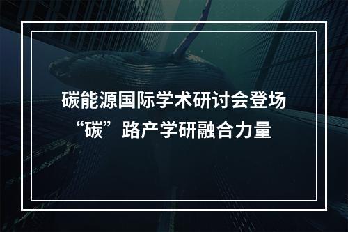 碳能源国际学术研讨会登场 “碳”路产学研融合力量