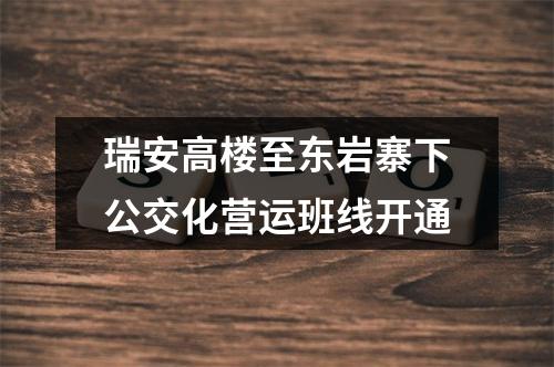 瑞安高楼至东岩寨下公交化营运班线开通